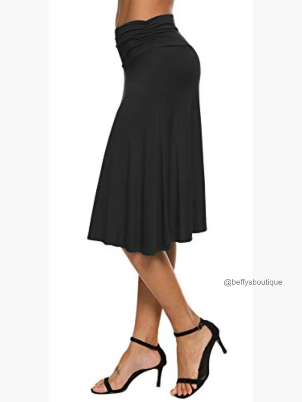 Ruched Waistband Flared Midi Yoga Skirt with Stretch